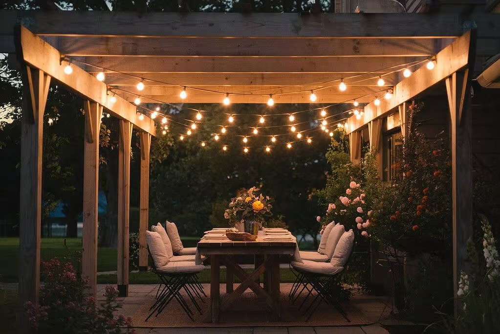 Edison Bulbs Pergola Lighting