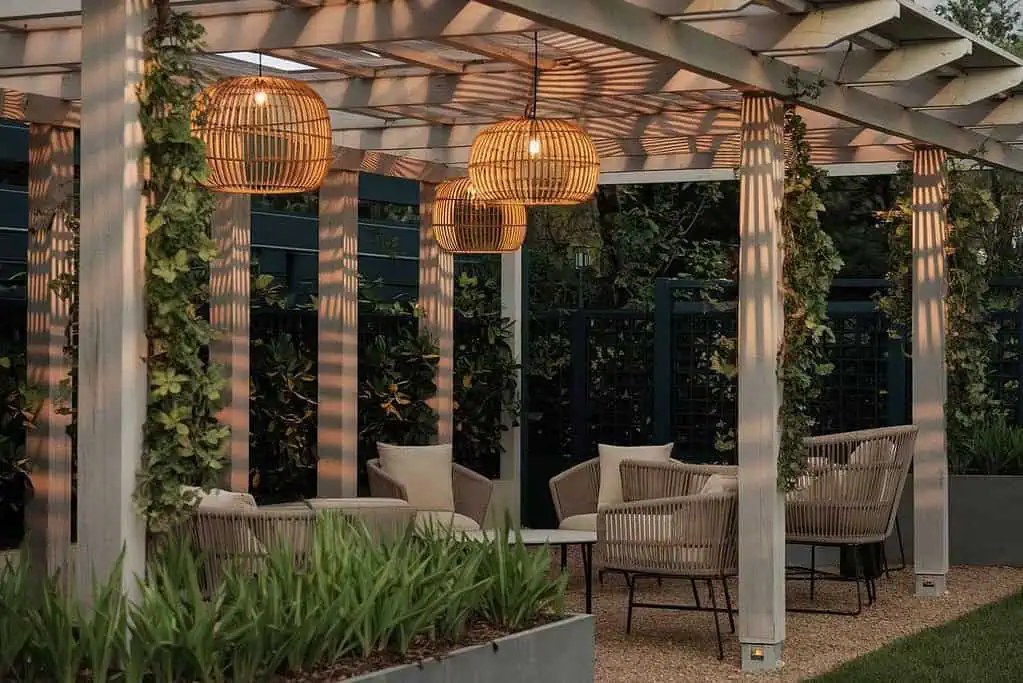 Rattan Lanterns Pergola Lighting