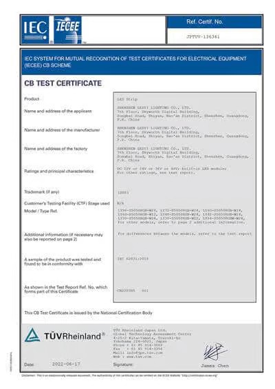 CB Certificate