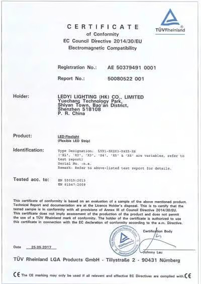TUV CE EMC Certificate