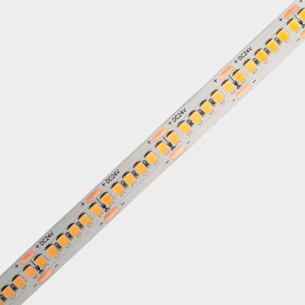 Close-up of LED strip light, 24V DC.