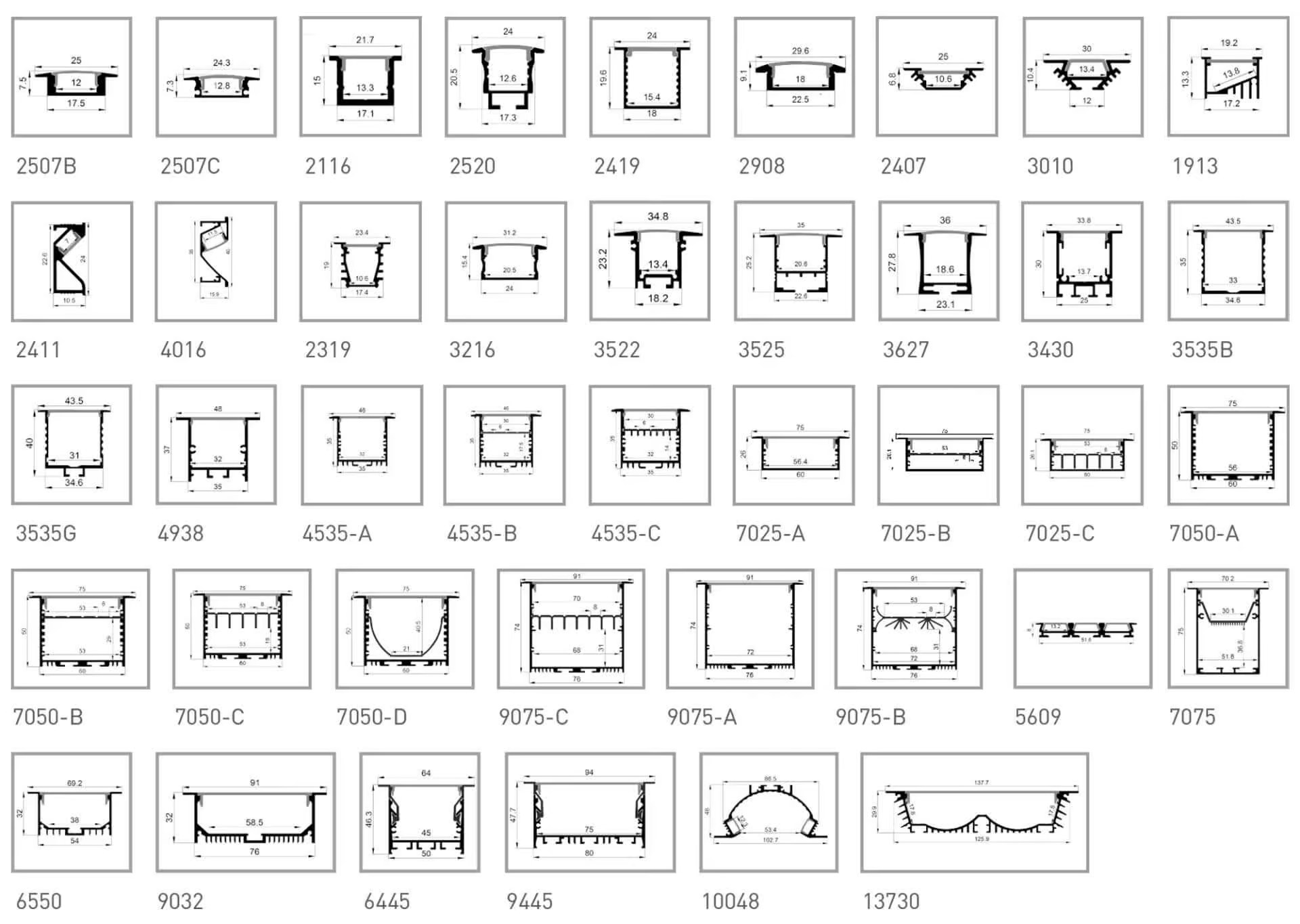 Recessed LED Aluminum Profiles