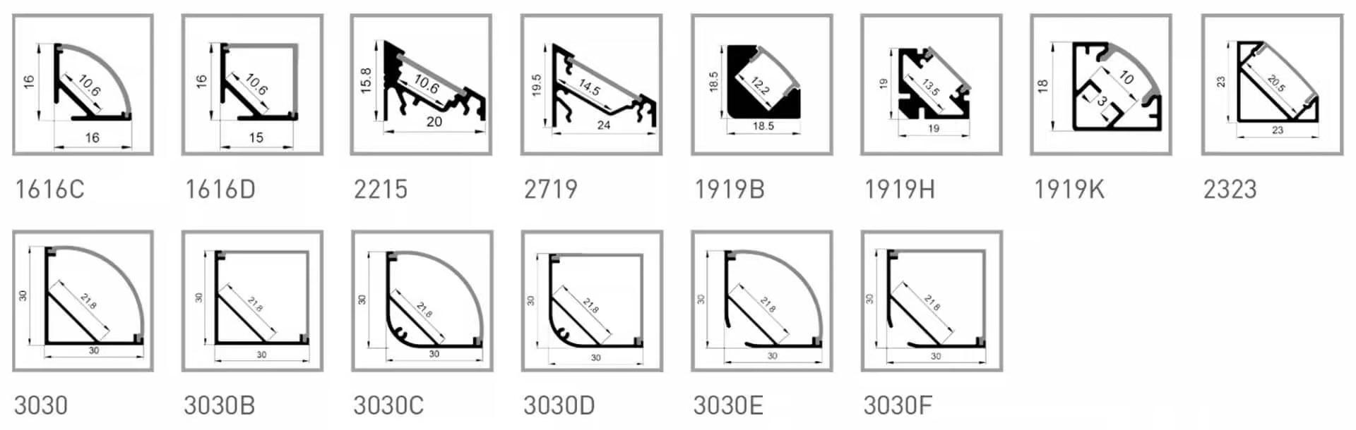 Corner LED Aluminum Profiles