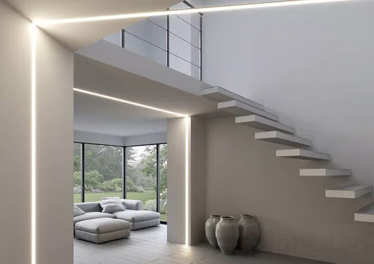 Aluminum profile in wall and ceiling lighting