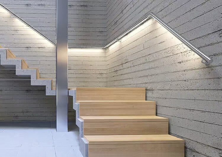 Aluminum profile in stairs and handrails lighting