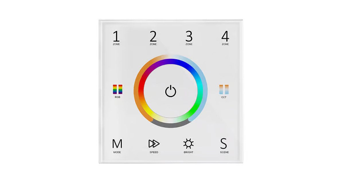 T15-2, Touch panel 4 zone 1-5 color DMX512 master